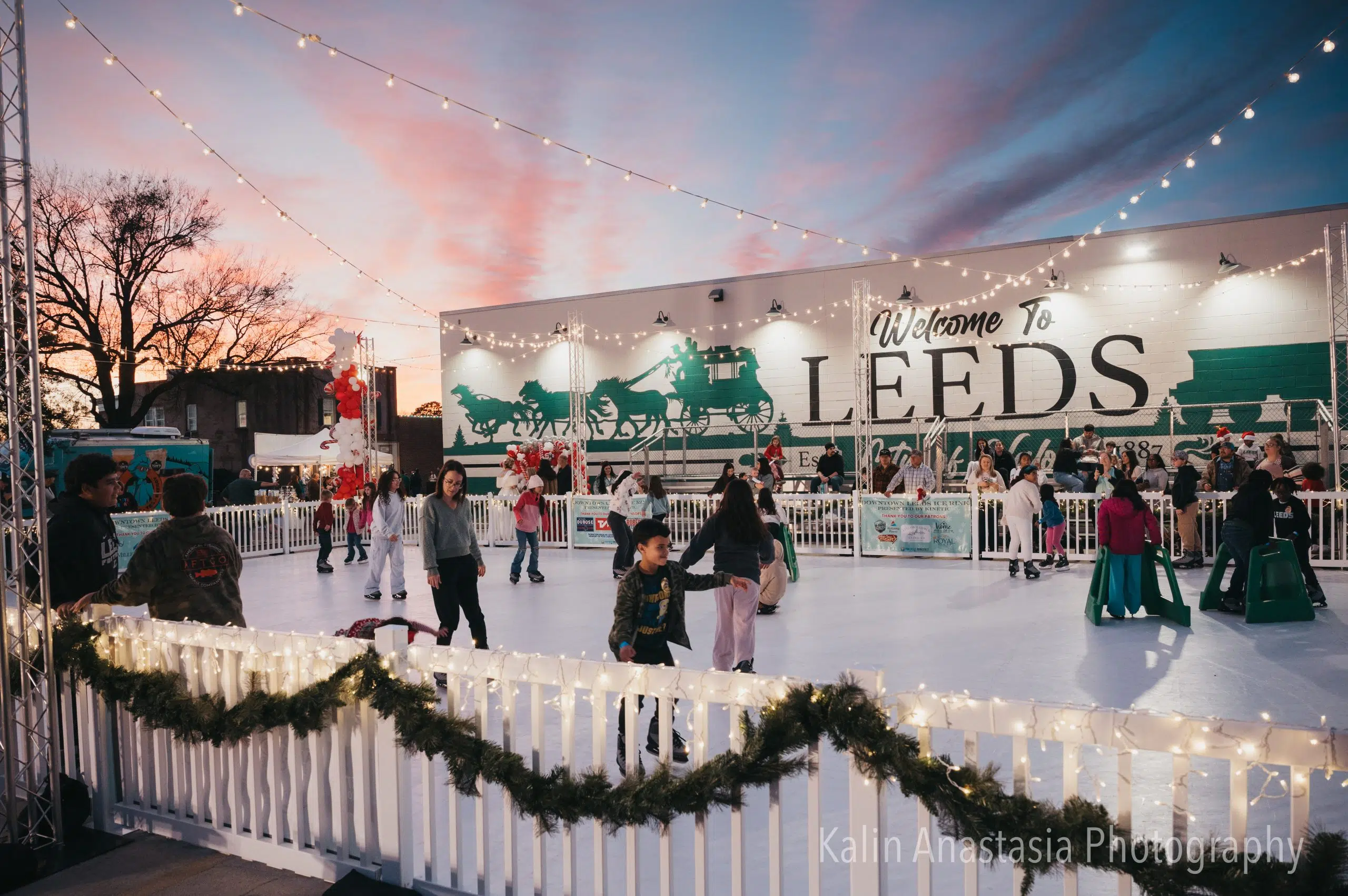 Downtown holiday synthetic ice rink at Leeds Main Street's Mistletoe on Main event